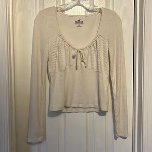 Hollister Cream Crop Top, adjustable tie, size Large